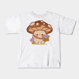 Flower Picking Mushroom Kids T-Shirt